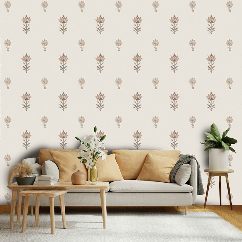 Arz earthy Mughal wallpaper design with natural elegance by Kalaakashi