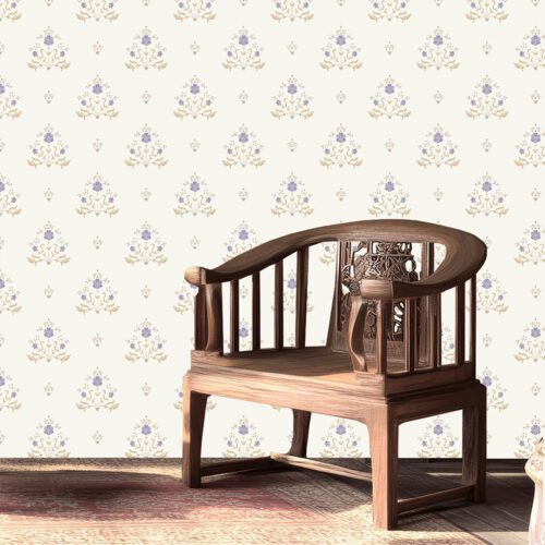 Banaf violet floral wallpaper with traditional Mughal style by Kalaakashi