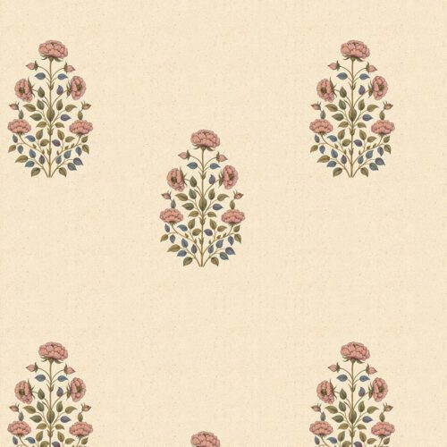 Gulrose traditional floral Mughal wallpaper design by Kalaakashi