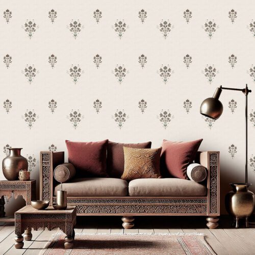 Kohinoor royal jewel-inspired Mughal wallpaper by Kalaakashi