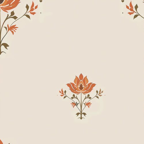 Naranj traditional orange floral wallpaper inspired by Indian heritage