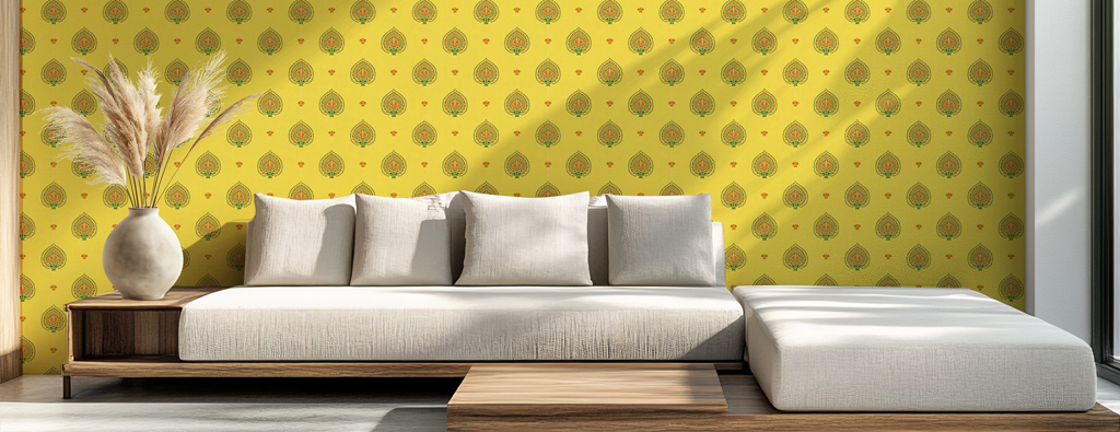 Indian Traditional Wallpapers designed by Kalaakashi featuring heritage Indian art motifs for home wall decor.